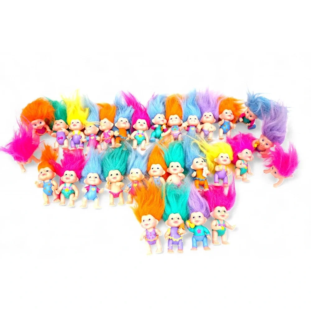 Lot of 25 Small Troll Dolls with Brightly Colored Hair Toy Figurines for‎ Kids